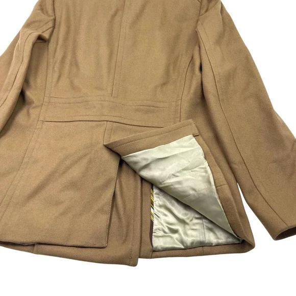 VTG J.Crew Double Breasted Pea Coat Camel Tan Wool Thinsulate Insulated Womens M - Picture 5 of 11